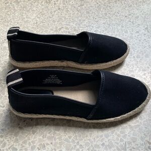 H&M Black Canvas Espadrille Flats – Size 38 (US 7–7.5) NWT